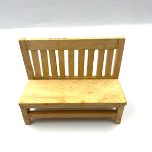 Vintage Dollhouse Furniture Miniature Wooden Entry/ Outdoor Bench Light Oak